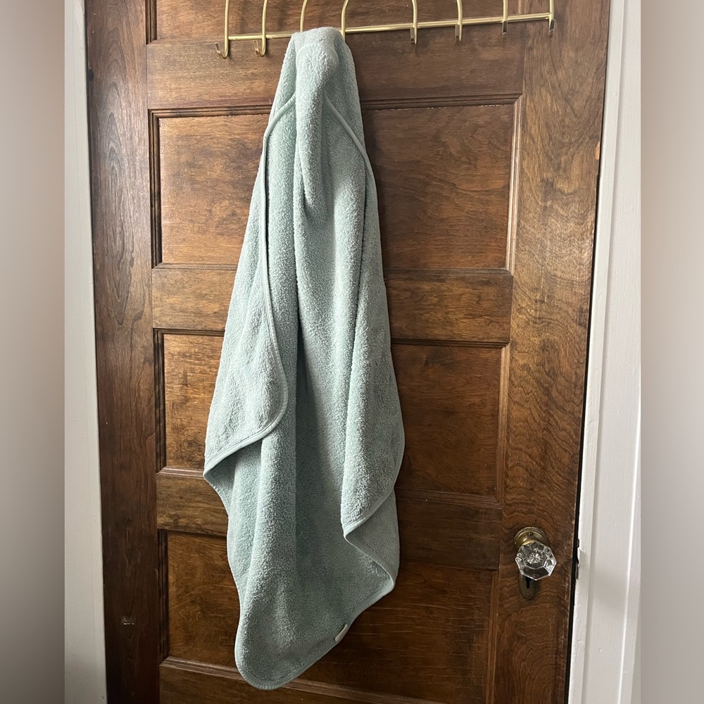 Mushie | Moss Green Hooded Baby Bath Towel (100% cotton)